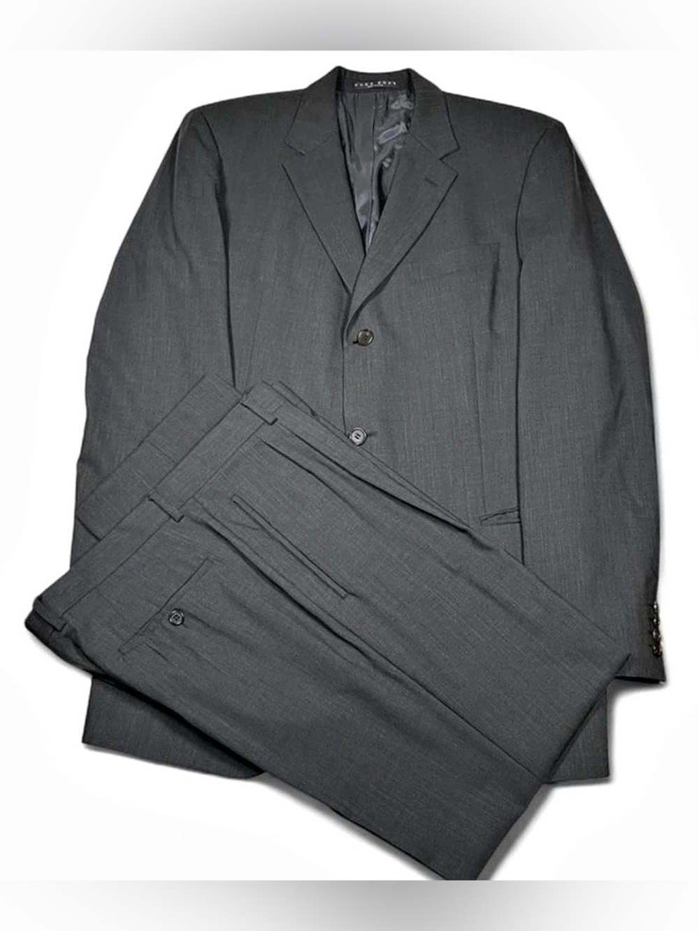 VTG Hugo Boss Wool Einstein/Sigma 3 Button Grey Suit Pleated Men’s 44L 36W 32L